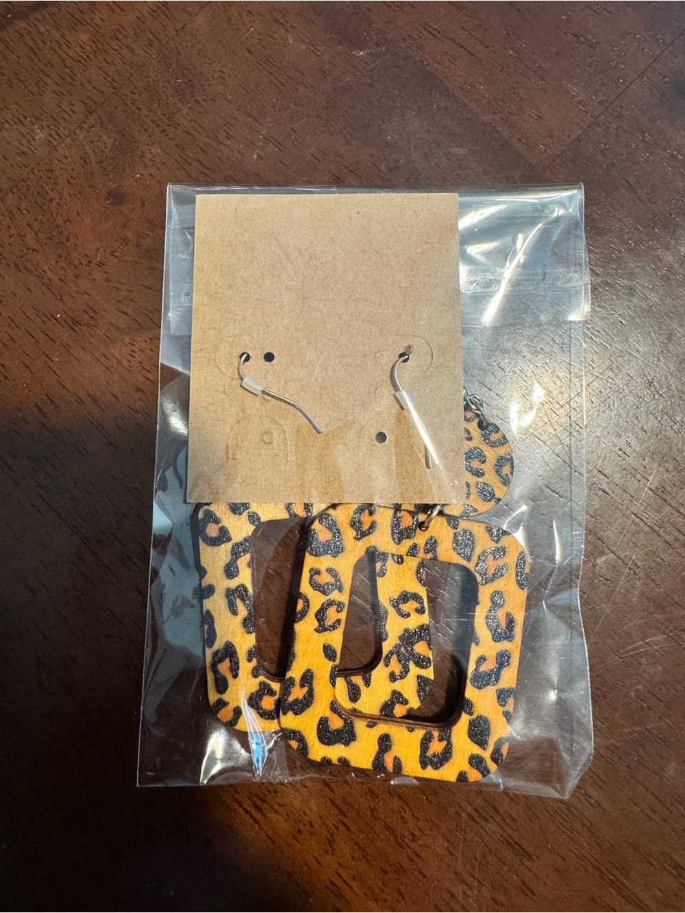 Plunder Leopard Print Yellow & Black Geometric Dangle Earrings
